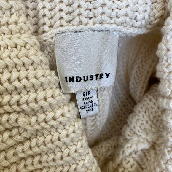 Industry Sz S Chunky Knit Cowl Neck Cap Sleeve Sweater Vest in Cream 100% Cotton - Picture 14 of 16